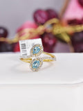 Natural Zircon Blue w Real Diamond Ring in 925 Sterling Silver sz 7