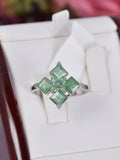 Natural Emerald Princess Cut Ring Real 925 Sterling Silver sz 8