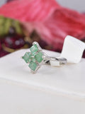 Natural Emerald Princess Cut Ring Real 925 Sterling Silver sz 8