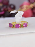 Natural Ruby with Chrome Diopside Band Ring in 925 Sterling Silver sz 7