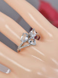 Natural Pear Oval Cut Aquamarine Ring in 925 Sterling Silver sz 6