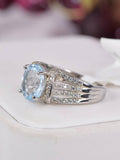 Natural Aquamarine Ring in 925 Sterling Silver sz 6