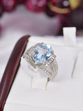 Natural Aquamarine Ring in 925 Sterling Silver sz 6
