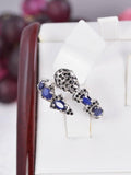 Natural Blue Sapphire Snake with Onyx Ring in 925 Sterling Silver sz 8