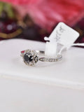 Natural Black Diamond w/ Natural Topaz Ring in 925 Sterling Silver sz 8