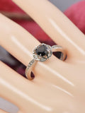 Natural Black Diamond w/ Natural Topaz Ring in 925 Sterling Silver sz 8