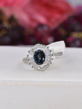 Natural Oval London Blue Topaz Ring Real 925 Sterling sz 8