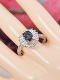 Natural Oval London Blue Topaz Ring Real 925 Sterling sz 8