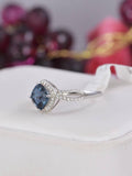 Natural Cushion Cut London Blue Topaz Ring Real 925 Sterling sz 8