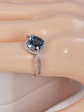 Natural Cushion Cut London Blue Topaz Ring Real 925 Sterling sz 8