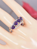 Natural Amethyst Heart Shape Ring Real 925 Sterling Silver sz 8