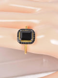 Natural Black Spinel Radiant Cut Ring Real 925 Sterling sz 7