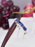 Natural Blue Sapphire Band Ring Real 925 Sterling Silver sz 6.5