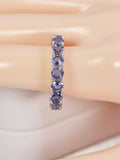 Natural Iolite Full Eternity Ring Real 925 Sterling Silver sz 7