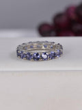 Natural Iolite Full Eternity Ring Real 925 Sterling Silver sz 7