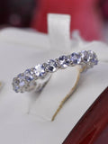 Natural Tanzanite Full Eternity Ring Real 925 Sterling Silver sz 7
