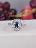 Natural Tanzanite w Real Diamond and Topaz Ring in 925 Sterling Silver sz 7