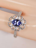 Natural Tanzanite w Real Diamond and Topaz Ring in 925 Sterling Silver sz 7