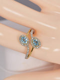 Natural Zircon Blue w Real Diamond Ring in 925 Sterling Silver sz 7