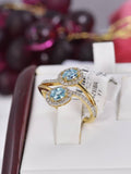 Natural Zircon Blue w Real Diamond Ring in 925 Sterling Silver sz 7
