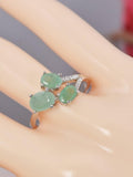 Natural Emerald Oval Cut Ring Real 925 Sterling Silver sz 8