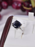 Natural Cushion Cut Blue Sapphire Ring Real 925 Sterling Silver sz 6