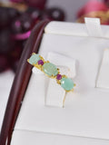 Natural Emerald Band w/ Natural Ruby Band Ring Real 925 Sterling Silver sz 7