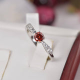 Red Moissanite .50ct Ribbon Style Engagement Ring 925 sz 5 or 9
