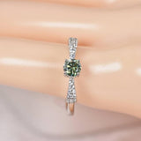 Green Moissanite .50 ct Ribbon Style Engagement Ring 925 Size 5 only