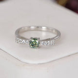 Green Moissanite .50 ct Ribbon Style Engagement Ring 925 Size 5 only