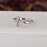 All Moissanite Cross Ring 925 Sterling sz 6