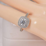 Moissanite 1.0 ct Double Halo Brilliant Round Cut Engagement Ring 925 Size 8 only