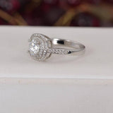 Moissanite 1.0 ct Double Halo Brilliant Round Cut Engagement Ring 925 Size 8 only