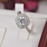 Moissanite 1.0 ct Double Halo Brilliant Round Cut Engagement Ring 925 Size 8 only