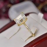 Moissanite 5.68 tcw Emerald Cut Engagement Ring 925 Size 7 only