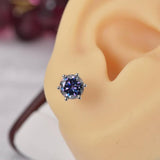 Moissanite 2.0 ct 6 Prong Deep Purple Stud Earrings 925 Sterling