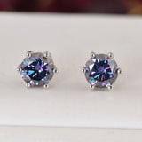 Moissanite 2.0 ct 6 Prong Deep Purple Stud Earrings 925 Sterling