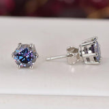 Moissanite 2.0 ct 6 Prong Deep Purple Stud Earrings 925 Sterling