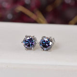 Moissanite 2.0 ct 6 Prong Deep Purple Stud Earrings 925 Sterling