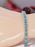 Natural Paraiba Topaz Tennis Bracelet Real Solid 925, 7"