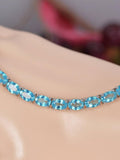 Natural Paraiba Topaz Tennis Bracelet Real Solid 925, 7"
