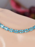 Natural Paraiba Topaz Tennis Bracelet Real Solid 925, 7"