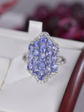Natural Tanzanite Ring Real 925 Sterling Silver sz 8