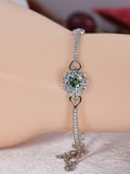 1ct Blue Green Moissanite Bangle Bracelet 925 Sterling NWT 7"