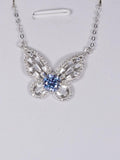 1ct Elegant Butterfly Blue Moissanite Pendant 18" 925 Sterling