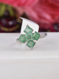 Natural Emerald Princess Cut Ring Real 925 Sterling Silver sz 8