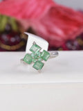Natural Emerald Princess Cut Ring Real 925 Sterling Silver sz 8
