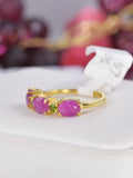 Natural Ruby with Chrome Diopside Band Ring in 925 Sterling Silver sz 7