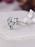 Natural Pear Oval Cut Aquamarine Ring in 925 Sterling Silver sz 6