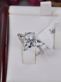 Natural Pear Oval Cut Aquamarine Ring in 925 Sterling Silver sz 6